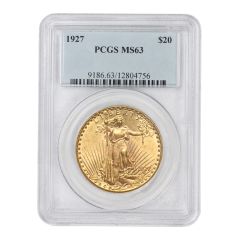 1927 $20 Gold Saint Gaudens PCGS MS63 Obverse