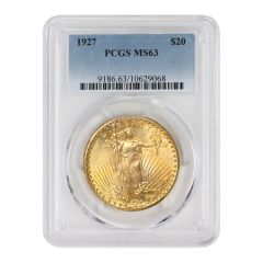 1927 $20 Gold Saint Gaudens PCGS MS63