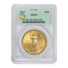 1927 $20 Gold Saint Gaudens PCGS MS64 OGH PQ