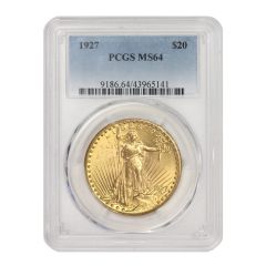 1927 $20 Gold Saint Gaudens PCGS MS64 Obverse