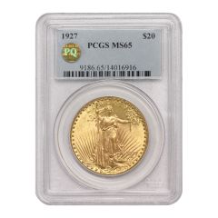 1927 $20 Gold Saint Gaudens PCGS MS65 PQ Obverse