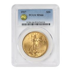 1927 $20 Gold Saint Gaudens PCGS MS66 PQ