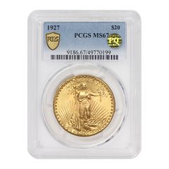 1927 $20 Gold Saint Gaudens PCGS MS67 PQ Obverse