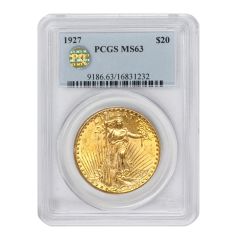 1927 $20 Gold Saint Gaudens PCGS MS63 PQ Obverse