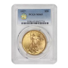 1927 $20 Gold Saint Gaudens PCGS MS65 PQ Obverse
