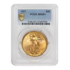 1927 $20 Gold Saint Gaudens PCGS MS65+ Obverse