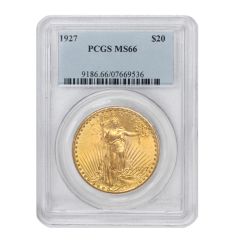1927 $20 Gold Saint Gaudens PCGS MS66 Obverse
