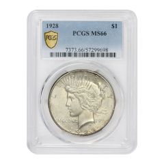 1928 $1 Silver Peace PCGS MS66