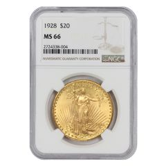 1928 $20 Gold Saint Gaudens NGC MS66
