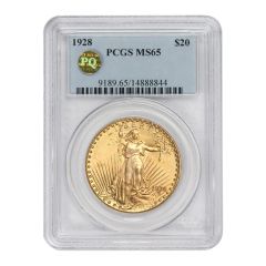 1928 $20 Gold Saint Gaudens PCGS MS65 PQ