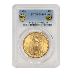 1928 $20 Gold Saint Gaudens PCGS MS67 PQ Obverse