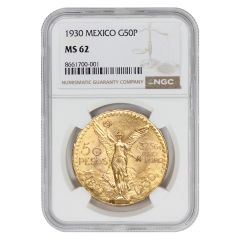 Mexico 1930 Gold 50 Peso NGC MS62 Obverse
