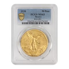 Mexico 1930 Gold 50 Peso PCGS MS63