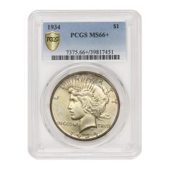 1934 $1 Silver Peace PCGS MS66+ Obverse