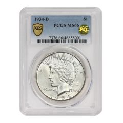 1934-D $1 Silver Peace PCGS MS66 PQ Obverse