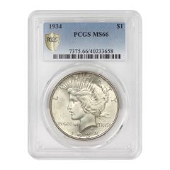 1934 $1 Silver Peace PCGS MS66 Obverse