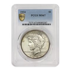 1934 $1 Silver Peace PCGS MS67