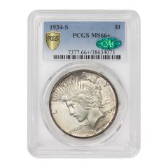 1934-S $1 Silver Peace PCGS MS66+ CAC Obverse