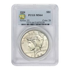 1934 $1 Silver Peace PCGS MS64 PQ