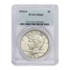 1934-S $1 Silver Peace PCGS MS63 