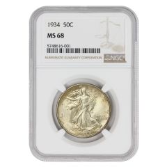 1934 50c Silver Walking Liberty NGC MS68