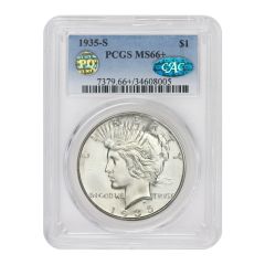 1935-S $1 Silver Peace PCGS MS66+ CAC PQ