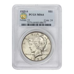 1935-S $1 Silver Peace PCGS MS64 PQ