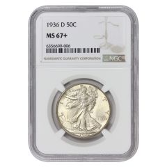 1936-D 50c Silver Walking Liberty NGC MS67+ 