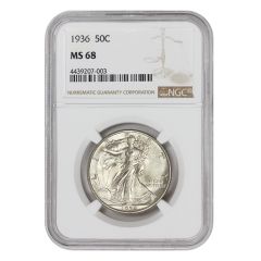 1936 50c Silver Walking Liberty NGC MS68