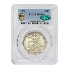 1936 50c Silver Walking Liberty PCGS MS67+ CAC