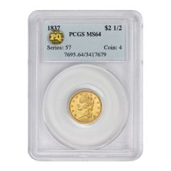 1837 $2.50 Gold Classic Head PCGS MS64 PQ