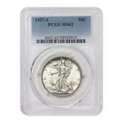 1937-S 50c Silver Walking Liberty PCGS MS62