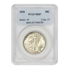 US $0.50 Walking Liberty Half 1938 PCGS MS67 Obverse