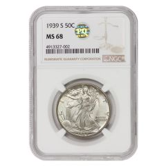 1939-S 50c Silver Walking Liberty NGC MS68 PQ Obverse