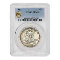 1939 50c Silver Walking Liberty PCGS MS68 Obverse