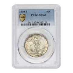 US $0.50 Walking Liberty 1940-S PCGS MS67 Obverse