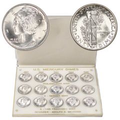 US $0.10 Mercury Dime 1941-45 P, D, & S Mint BU Set