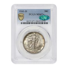 1941-D 50c Silver Walking Liberty PCGS MS67+ CAC Obverse