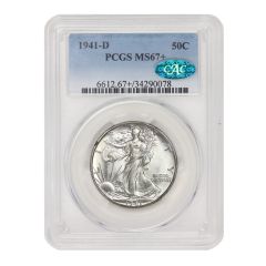 1941-D 50c Silver Walking Liberty PCGS MS67+ CAC Obverse