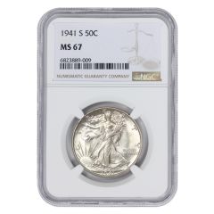 1941-S 50c Silver Walking Liberty NGC MS67 Obverse
