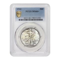 1941 50c Silver Walking Liberty PCGS MS66+