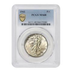 1941 50c Silver Walking Liberty PCGS MS68 Obverse