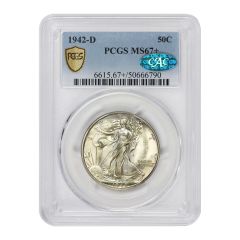1942-D 50c Silver Walking Liberty PCGS MS67+ CAC