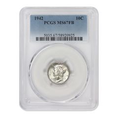 1942 10c Silver Mercury Dime PCGS MS67FB