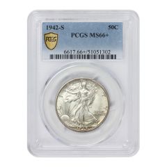 1942-S 50c Silver Walking Liberty PCGS MS66+