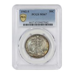 1942-S 50c Silver Walking Liberty PCGS MS67