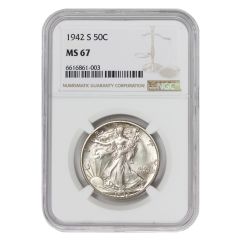 1942-S 50C Silver Walking Liberty NGC MS67