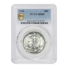 1942 50c Silver Walking Liberty PCGS MS68