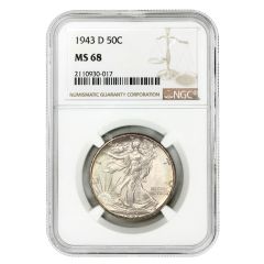 1943-D 50c Silver Walking Liberty NGC MS68 Obverse