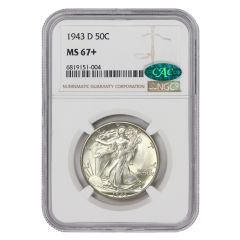 1943-D 50c Silver Walking Liberty NGC MS67+ CAC Obverse